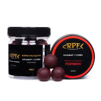 Бойли RPF насадочні розчинні Ø20 мм - Кальмар+Слива - Тонучі - ПЕТ-банка 100 г