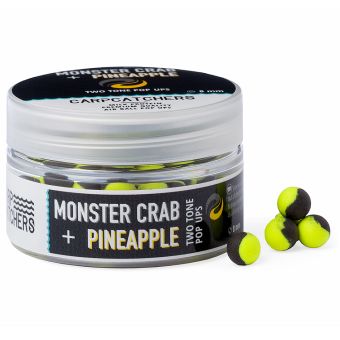 Бойли Carp Catchers Pop Ups - Ø8 мм - 75-77 шт/уп - Двоколірні - Fluoro Yellow&Black - Monster Crab and Pineapple