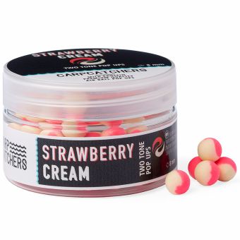 Бойли Carp Catchers Pop Ups - Ø8 мм - 75-77 шт/уп - Двоколірні - Fluoro Pink&Natural - Strawberry Cream