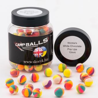 Бойлы Carpballs Pop Ups Wonka White Chocolate  10 мм ( Радужный белый шоколад)