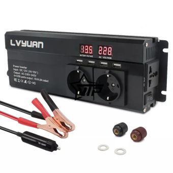 Инвертор 12V-220 "LVYUAN 2000W" - Преобразователь напряжения 12V-220V (4USB, 3 евро-розетки, 1000Вт)