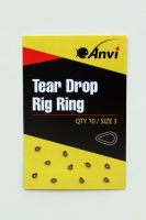 Кольцо крючковое Капля Anvi Tear Drop Rig Ring - Размер 3 - Чёрный матовый - 10 шт/уп