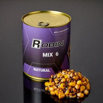Прикормка MIX-6 зерен Robin - Натурал - ж/б 900 мл