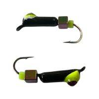 Мормышка Вольфрамовая "Латышка" Гвоздик - Кошачий глаз с кубиком хамелеон - Ø2,2 мм - 0,5 г - Черный - Латвия