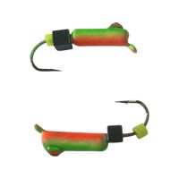 Мормышка Вольфрамовая "Латышка" Гвоздик - Кошачий глаз с кубиком голубой - Ø2,2 мм - 0,5 г - Зелено-красный - Латвия