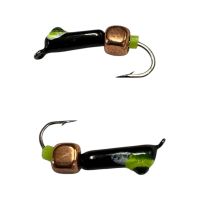 Мормышка Вольфрамовая "Латышка" Гвоздик - Кошачий глаз с кубиком медь - Ø2,3 мм - 0,5 г - Чёрный - Латвия