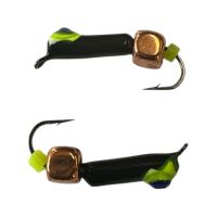 Мормышка Вольфрамовая "Латышка" Гвоздик - Кошачий глаз с кубиком медь - Ø2,2 мм - 0,5 г - Чёрно-Зеленый - Латвия