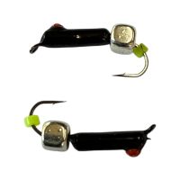 Мормышка Вольфрамовая "Латышка" Гвоздик - Кошачий глаз с кубиком серебро - Ø2,2 мм - 0,5 г - Чёрный - Латвия