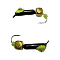 Мормышка Вольфрамовая "Латышка" Гвоздик - Кошачий глаз с кубиком золото - Ø2,2 мм - 0,5 г - Чёрно-Зеленый - Латвия