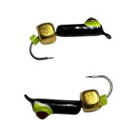 Мормышка Вольфрамовая "Латышка" Гвоздик - Кошачий глаз с кубиком золото - Ø2,2 мм - 0,5 г - Чёрный - Латвия