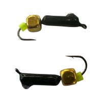 Мормышка Вольфрамовая "Латышка" Гвоздик - Кошачий глаз с кубиком золото - Ø2,1 мм - 0,5 г - Черный - Латвия