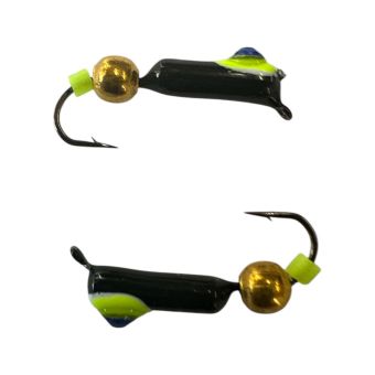 Мормышка Вольфрамовая "Латышка" Гвоздик - Кошачий глаз с шариком золото - Ø2,1 мм - 0,5 г - Черный - Латвия