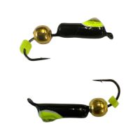 Мормышка Вольфрамовая "Латышка" Гвоздик - Кошачий глаз с шариком золото - Ø2,4 мм - 0,5 г - Чёрный - Латвия