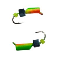 Мормышка Вольфрамовая "Латышка" Гвоздик - Мини с кубиком синий - Ø2 мм - 0,3 г - Зелено-красный - Латвия