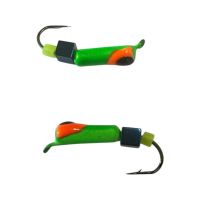 Мормышка Вольфрамовая "Латышка" Гвоздик - С кубиком голубой - Ø2,2 мм - 0,5 г - Зеленый с оранжево-черной точкойй - Латвия