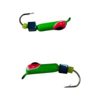 Мормышка Вольфрамовая "Латышка" Гвоздик - С кубиком голубой - Ø2,3 мм - 0,5 г - Зеленый с бело-красно-черной точкой - Латвия