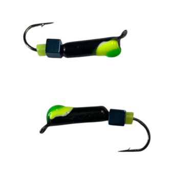 Мормышка Вольфрамовая "Латышка" Гвоздик - С кубиком голубой - Ø2,3 мм - 0,5 г - Чёрный с желто-зеленой точкой - Латвия