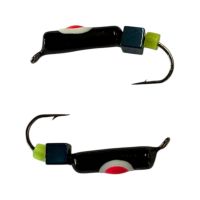 Мормышка Вольфрамовая "Латышка" Гвоздик - С кубиком голубой - Ø2,2 мм - 0,5 г - Чёрный с бело-красной точкой - Латвия