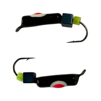 Мормышка Вольфрамовая "Латышка" Гвоздик - С кубиком голубой - Ø2,2 мм - 0,5 г - Чёрный с бело-красной точкой - Латвия