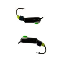 Мормышка Вольфрамовая "Латышка" Гвоздик - С кубиком голубой - Ø2,7 мм - 0,8 г - Чёрный с бело-зеленой точкой - Латвия