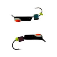 Мормышка Вольфрамовая "Латышка" Гвоздик - С кубиком хамелеон - Ø2,2 мм - 0,5 г - Чёрный с бело-красной точкой - Латвия