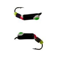 Мормышка Вольфрамовая "Латышка" Гвоздик - С кубиком хамелеон - Ø2,9 мм - 0,9 г - Чёрный с бело-зеленой точкой - Латвия