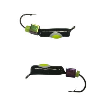 Мормышка Вольфрамовая "Латышка" Гвоздик - С кубиком хамелеон - Ø2,2 мм - 0,5 г - Чёрный с бело-желтой точкой - Латвия