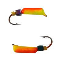 Мормышка Вольфрамовая "Латышка" Гвоздик - С кубиком хамелеон - Ø2,5 мм - 0,5 г - Красно-желтый - Латвия