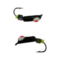 Мормышка Вольфрамовая "Латышка" Гвоздик - С кубиком хамелеон - Ø2,7 мм - 0,7 г - Чёрный с бело-красной точкой - Латвия