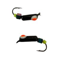 Мормышка Вольфрамовая "Латышка" Гвоздик - С кубиком хамелеон - Ø2,7 мм - 0,7 г - Чёрный с бело-красной точкой - Латвия