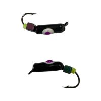 Мормышка Вольфрамовая "Латышка" Гвоздик - С кубиком хамелеон - Ø2,7 мм - 0,7 г - Чёрный с бело-фиолетовой точкой - Латвия