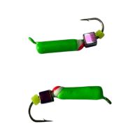 Мормышка Вольфрамовая "Латышка" Гвоздик - С кубиком хамелеон - Ø2,2 мм - 0,5 г - Зелёный - Латвия