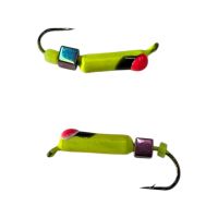 Мормышка Вольфрамовая "Латышка" Гвоздик - С кубиком хамелеон - Ø2,3 мм - 0,5 г - Желто-черный с красной точкой - Латвия