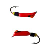 Мормышка Вольфрамовая "Латышка" Гвоздик - С кубиком хамелеон - Ø2,3 мм - 0,5 г - Красный с черно-красной точкой - Латвия