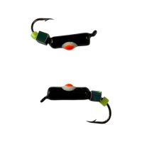 Мормышка Вольфрамовая "Латышка" Гвоздик - С кубиком хамелеон - Ø2,7 мм - 0,7 г - Чёрный с бело-красной точкой - Латвия