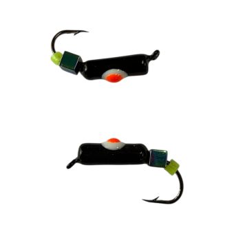 Мормышка Вольфрамовая "Латышка" Гвоздик - С кубиком хамелеон - Ø2,7 мм - 0,7 г - Чёрный с бело-красной точкой - Латвия