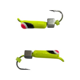 Мормышка Вольфрамовая "Латышка" Гвоздик - С кубиком серебро - Ø2,2 мм - 0,5 г - Желтый с черно-бело-красной точкой - Латвия