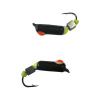 Мормышка Вольфрамовая "Латышка" Гвоздик - С кубиком серебро - Ø3 мм - 0,9 г - Чёрный с бело-красной точкой - Латвия