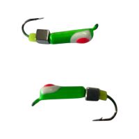 Мормышка Вольфрамовая "Латышка" Гвоздик - С кубиком серебро - Ø2,2 мм - 0,5 г - Зеленый с бело-красной точкой - Латвия