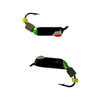 Мормышка Вольфрамовая "Латышка" Гвоздик - С кубиком серебро - Ø3,2 мм - 0,8 г - Чёрный с бело-красной точкой - Латвия