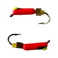 Мормышка Вольфрамовая "Латышка" Гвоздик - С кубиком золото - Ø2,3 мм - 0,5 г - Красный с черно-желтой точкой - Латвия