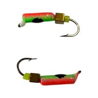 Мормышка Вольфрамовая "Латышка" Гвоздик - С кубиком золото - Ø2,3 мм - 0,5 г - Красно-зеленый - Латвия