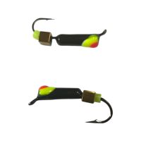 Мормышка Вольфрамовая "Латышка" Гвоздик - С кубиком золото - Ø2,2 мм - 0,5 г - Чёрный с желто-красной точкой - Латвия