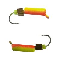 Мормышка Вольфрамовая "Латышка" Гвоздик - С кубиком золото - Ø2,2 мм - 0,5 г - Желто-красный - Латвия