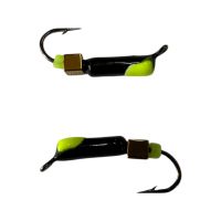 Мормышка Вольфрамовая "Латышка" Гвоздик - С кубиком золото - Ø2,3 мм - 0,5 г - Чёрно-зелёный - Латвия