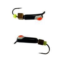 Мормышка Вольфрамовая "Латышка" Гвоздик - С кубиком золото - Ø2,2 мм - 0,5 г - Чёрный с бело-красной точкой - Латвия