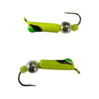 Мормышка Вольфрамовая "Латышка" Гвоздик - С шариком серебро - Ø2,3 мм - 0,5 г - Желтый с черно-зеленой точкой - Латвия