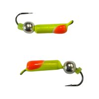 Мормышка Вольфрамовая "Латышка" Гвоздик - С шариком серебро - Ø2,3 мм - 0,5 г - Желто-красный - Латвия