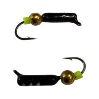 Мормышка Вольфрамовая "Латышка" Гвоздик - С шариком золото - Ø2,2 мм - 0,5 г - Чёрно-белый - Латвия