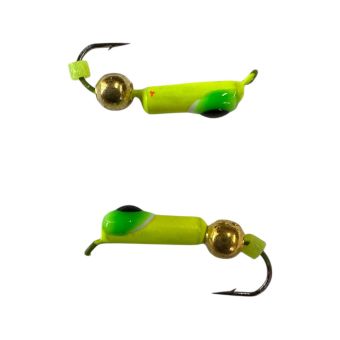 Мормышка Вольфрамовая "Латышка" Гвоздик - С шариком золото - Ø2,4 мм - 0,5 г - Желтый с зелено-черной точкой - Латвия